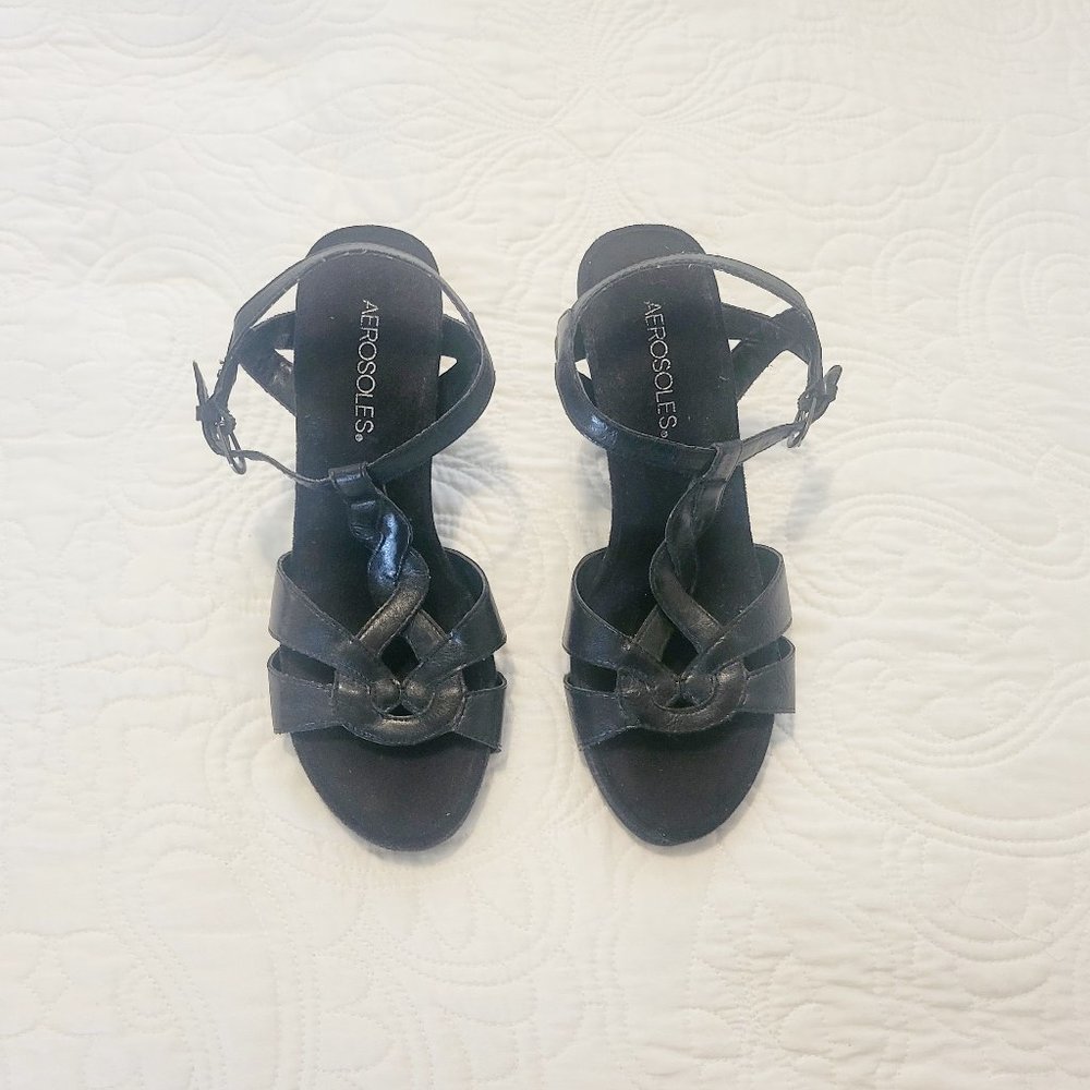 Black Aerosoles Wedge Sandals - Size 7M